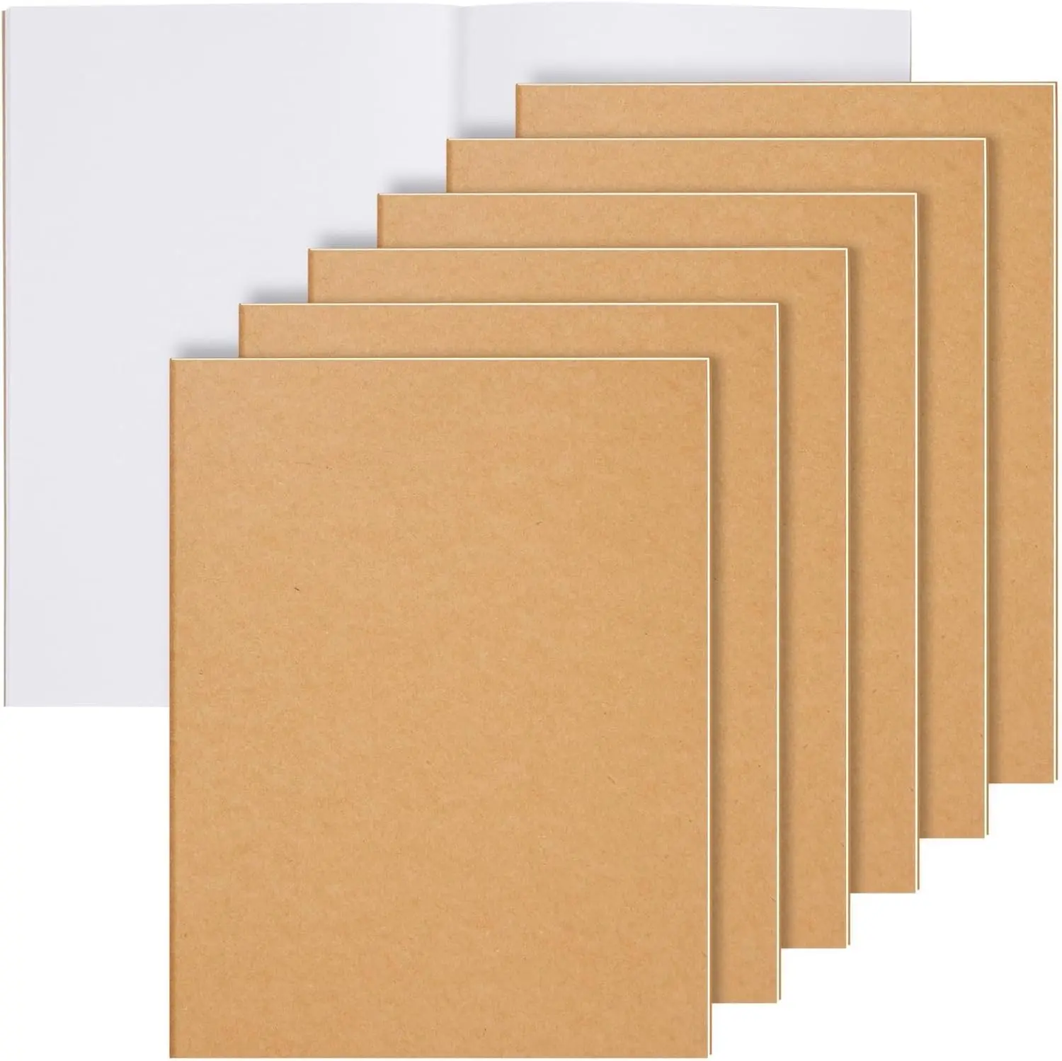 6-Pack Large Sketchbooks Bulk, Blank Notebooks for Kids, Students, Office Supplies (8.5 x 11 inches)