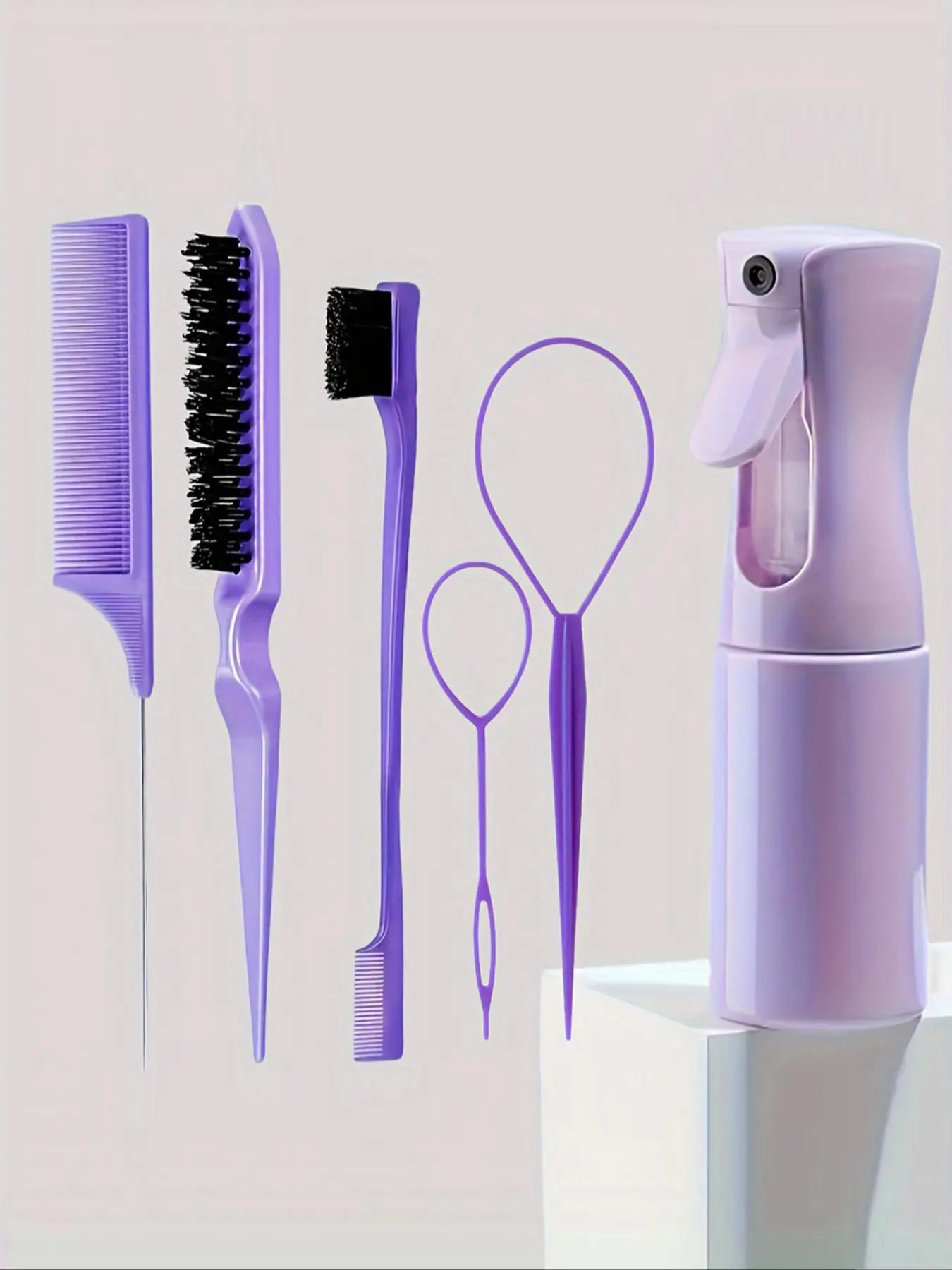 2024 New Hair Styling Comb Set Kit, Hairdressing Set, Hair Styling Tool Set, Including Hair Comb, Spray Bottle, Eyebrow Brush, Rat Tail Comb, Professional Durable, Portable & Suitable Hair Salon Tools & Accessories, Salon Supplies for All Hair Types