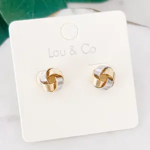 Mixed Metal Knot Stud Earrings