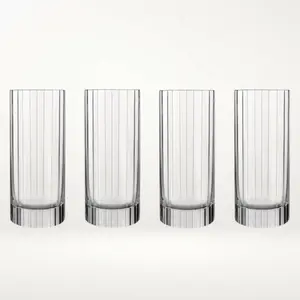 Luigi Bormioli Bach Ribbed Highball Glasses 16.5 oz | Set of 4 | Great Condition