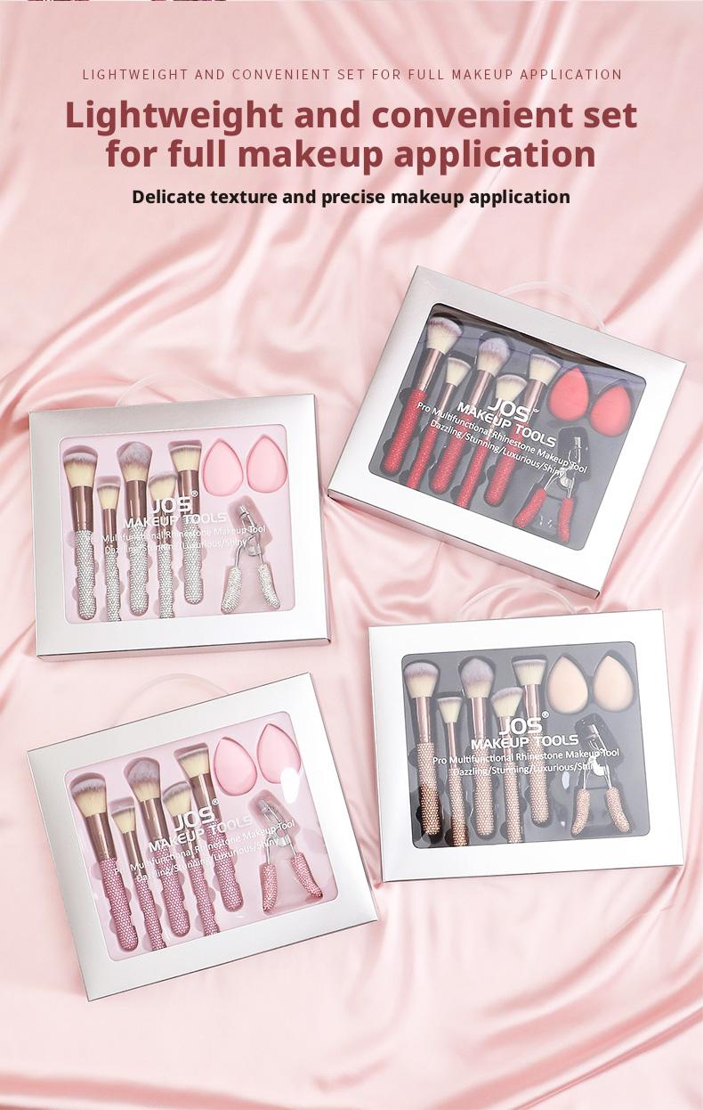 8-Piece Luxury Rhinestone Makeup Brush Set - Professional Brushes for Foundation, Contour & Lip, Ultra Shiny Bling Handles, Premium Beauty Tool Kit, Ideal Coming-of-Age & Holiday Gift for Women