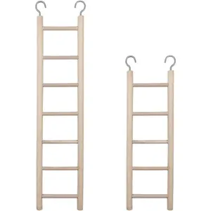 2pcs 5 & 7 Step Wooden Bird Ladders Climbing Toy for Parrot Bird Cage