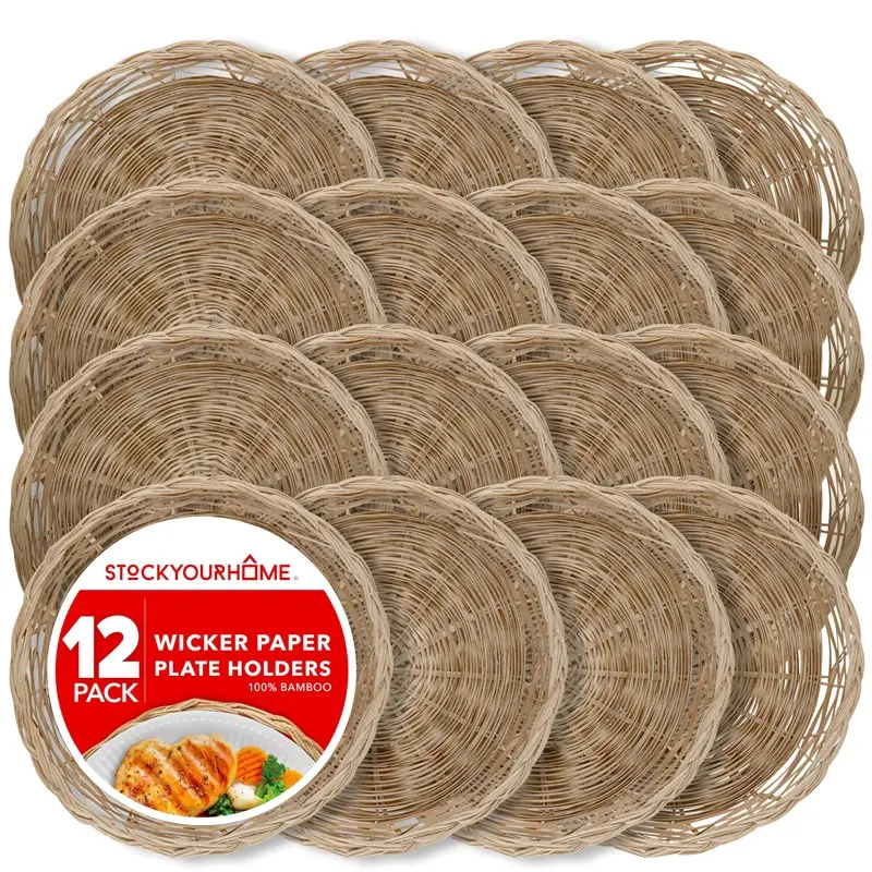 Paper Plate Holders - 9 Inch Wicker (12 Pack) Paper Plate Holders - 9 Inch Wicker (12 Pack)