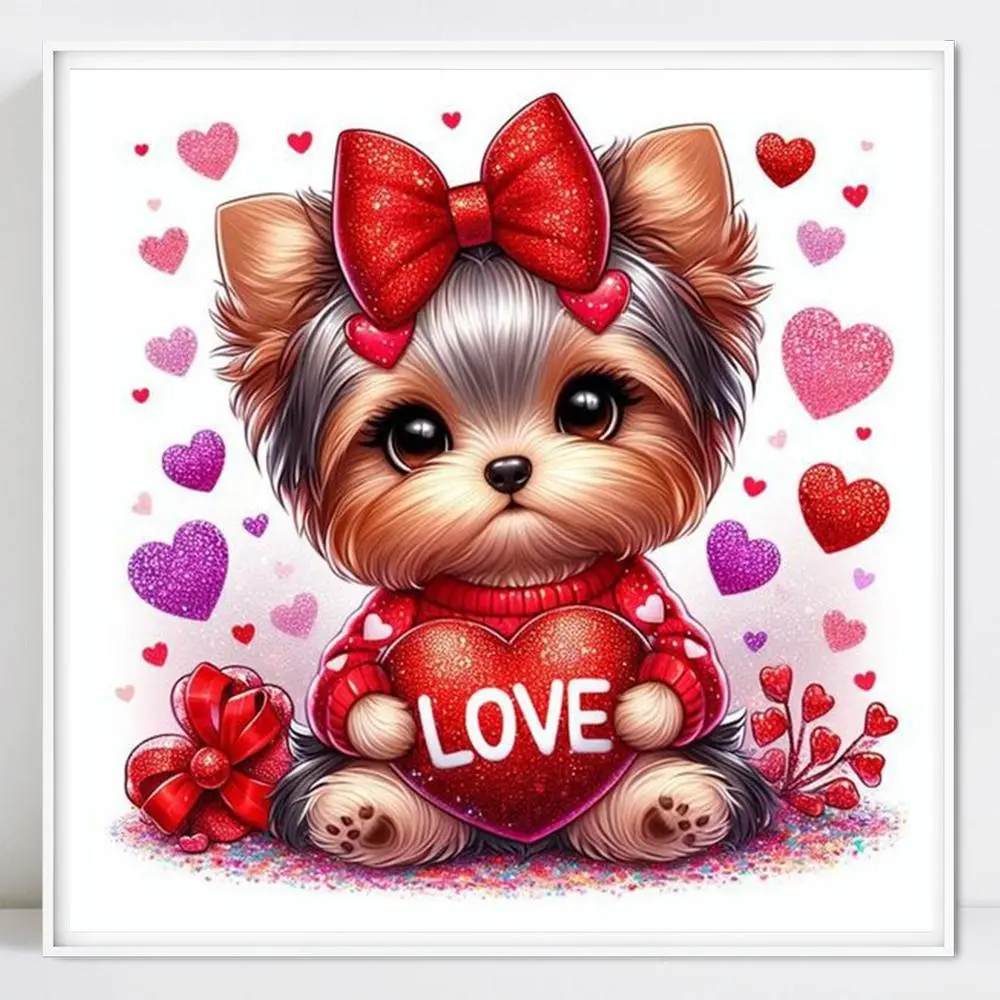 Cartoon Dog Pattern DIY Diamond Arts Colorful Painting Kit without Frame, DIY Handicraft Decorative Art Picture for Beginner, Wall Art Decor for Home Living Room, Diamond Painting Kits