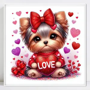 Cartoon Dog Pattern DIY Diamond Arts Colorful Painting Kit without Frame, DIY Handicraft Decorative Art Picture for Beginner, Wall Art Decor for Home Living Room, Diamond Painting Kits
