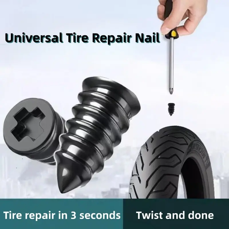 60 Pcs Tire Repair Rubber Nails Kit with 3 Sizes for Car/Motorcycle/Truck/Tractor, Fast Self-service Screw Rubber Nail Vacuum Tire Puncture Repair Tool-MM1
