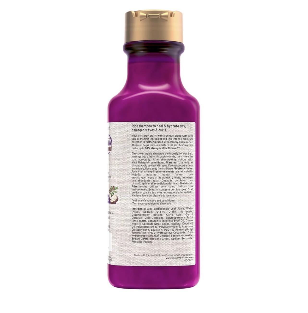 Maui Moisture Heal & Hydrate + Shea Butter Shampoo for Tight Curly Hair, Coconut & Macademia Oils, 13 fl oz