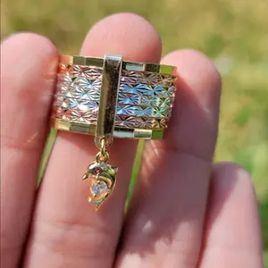 tricolor dolphin gold plated ring