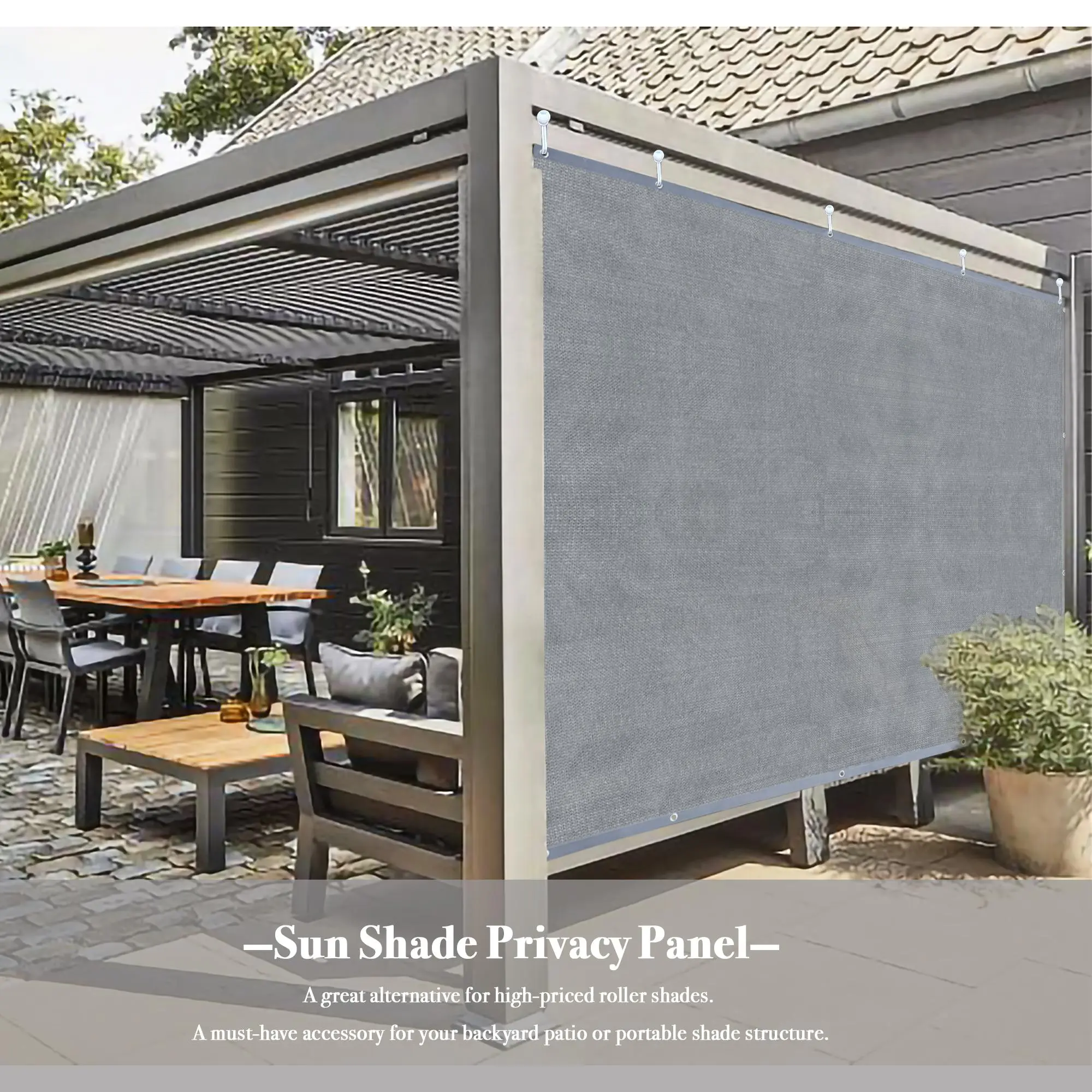Breathable Outdoor Patio Sun Shade Privacy Cover Panel Shade Cloth with Hems and  Grommet on 4 Sides in Brown/Walnut/Grey/Beige/Sand/ White