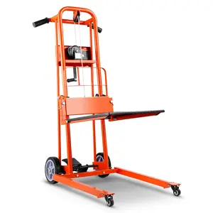 fathersdaygift VEVOR Material Lift Winch Stacker, 330 lbs Capacity Pallet Truck Dolly, 42.9 in Max Lifting Height Manual Winch Stacker, Multifunctional Manual Pallet Truck Stacker with Swivel Casters and Lift Plate