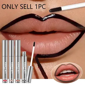Peel-Off Liquid Lip Liner Pen, Non-Sticky Long-Lasting Matte-Finish Lip Liner with Anti-Cup Staining