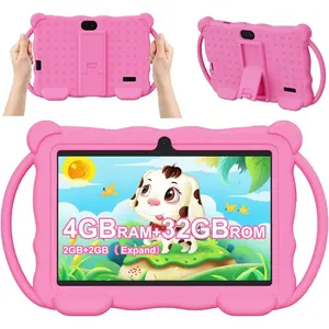 Android Kids Tablet 4GB RAM 32GB ROM IPS Screen Bluetooth Google Play YouTube Parental Control Dual Camera Shockproof Case Pink Educational Games