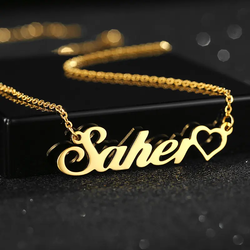 Personalized Name Necklace – 18K Gold Plated Custom Name Jewelry Gift for Mom, Daughter, Bridesmaid, Birthday or Mother’s Day