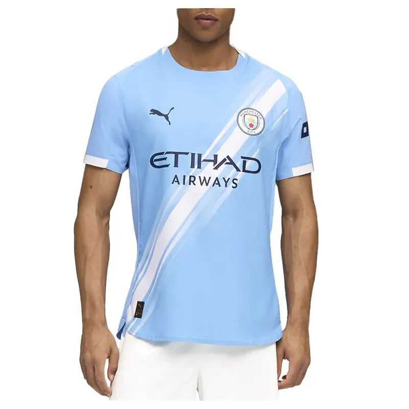 PUMA Mens Manchester City F.C. Crew Neck Short Sleeve Home Jersey Authentic Casual - Blue