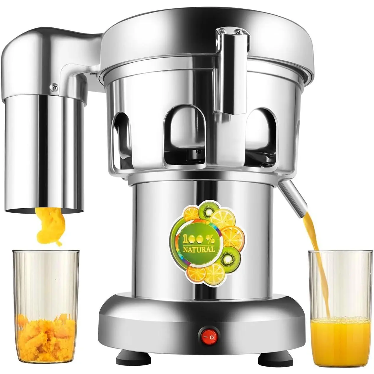Commercial Stainless Steel Juice Press Machine - 110V 370W Push Rod Juicer, Modern Fruit & Vegetable Juicer with Automatic Separation for Homemade Juice Making, Easier to Clean