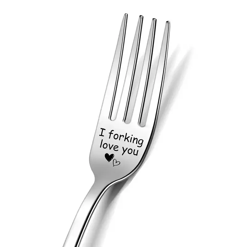 Engraved Stainless Steel Fork “I Forking Love You”, Mirror-Polished, Durable and Dishwasher-Safe, Personalized Gift for Couples, Anniversary or Valentine’s Day, Unique Birthday Gifts, Novelty Gift, Gift Idea
