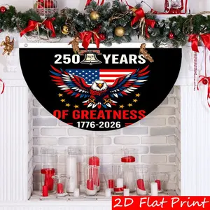 1pc Semicircular Fan-Shaped American Flag Garden Flag 36x18 Inch, Thickened USA Map Color Outdoor Decor, Patriotic Yard Flag for Independence Day & Christmas Indoor/Outdoor Use