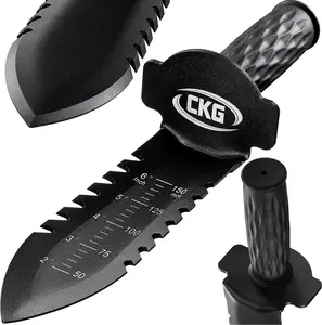 CKG Metal Detecting Shovel for Digging Heavy Duty Double Serrated Edge Digging Tool Trowel for Gardening, Camping, Landscaping, Treasure Hunting, Metal Detector Accessories