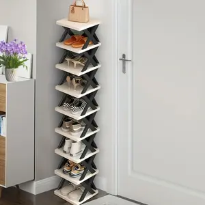 7-Tier Slim Corner Shoe Rack, Durable Plastic Space-Saving Design, Stores 7-8 Pairs, Compact Storage Shelf, Multilayer Shelf for Hallway & Bedroom, Multi-Functional Shoe Holder, Shoe Rack Tower