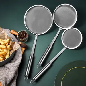Stainless Steel Filter Food Filter Hot Pot Material Filter Screen, Long-handled Filter Spoon, Durable Kitchen Tools for Oil Filters To Skim Grease and Foam