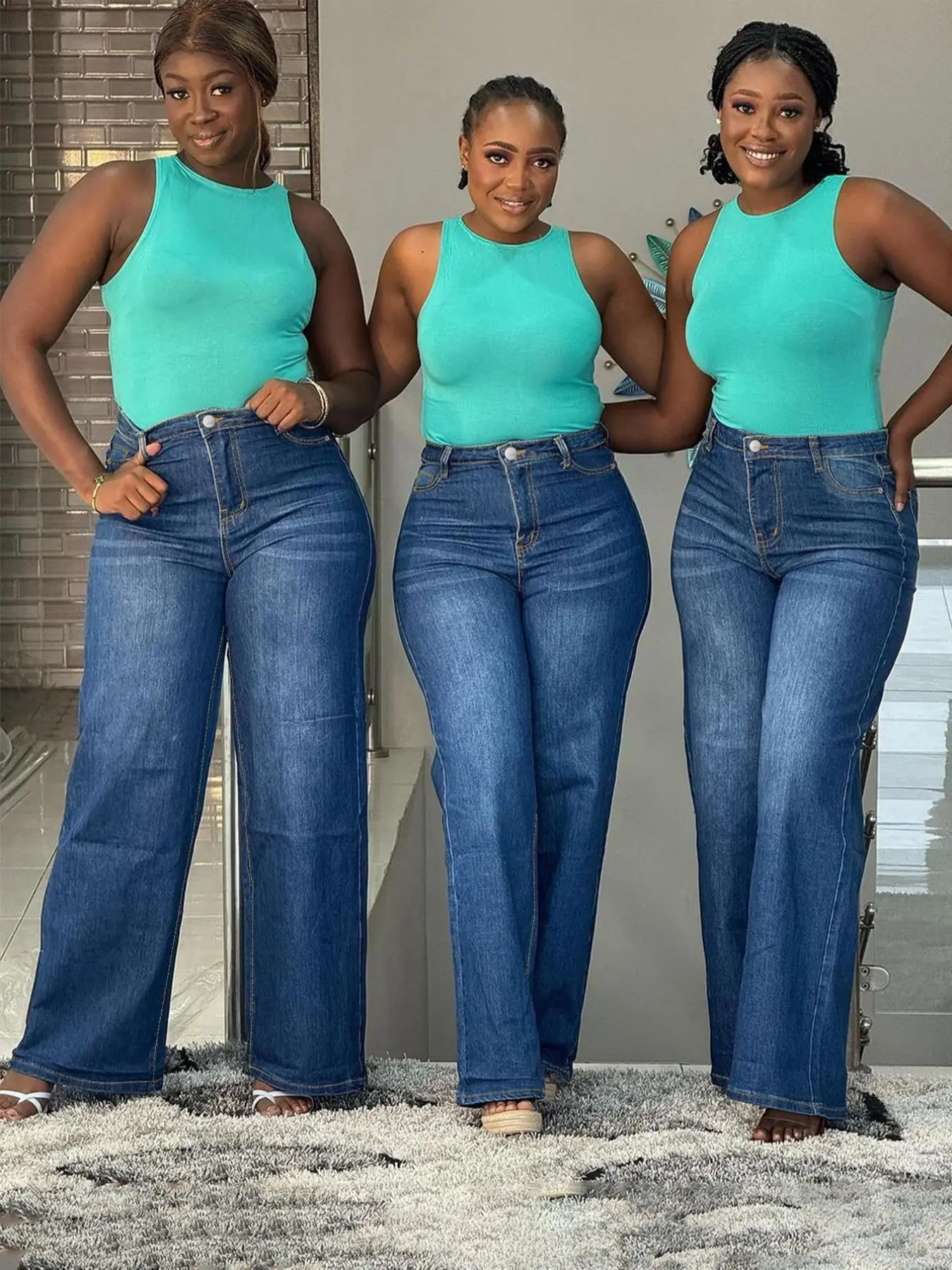 Women's Wide-Leg Denim Jeans Pants, Casual Loose-Fitting Basic Design, Summer All-Season Wearable, New Year & Fall Collection, Plus Size Available, Womenswear