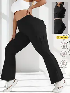 Plus Size Women's Outdoor Fitness Butt Lifting Pants, High Waist Sport Yoga Running Cargo Pocket Long Pants, Casual Dance Slim Fit, Athleisure Style Bottoms, Sports Bottoms, Fitted Design Activewear