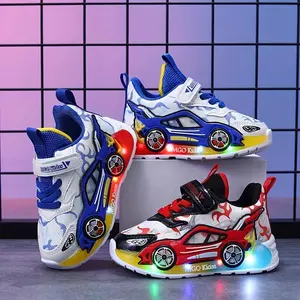 Kids Spring New Cartoon Light Up Sneaker Casual Low Top Round Toe Boys Girls Running Shoes with Easy Fastener for 1-6 Years Old Kids