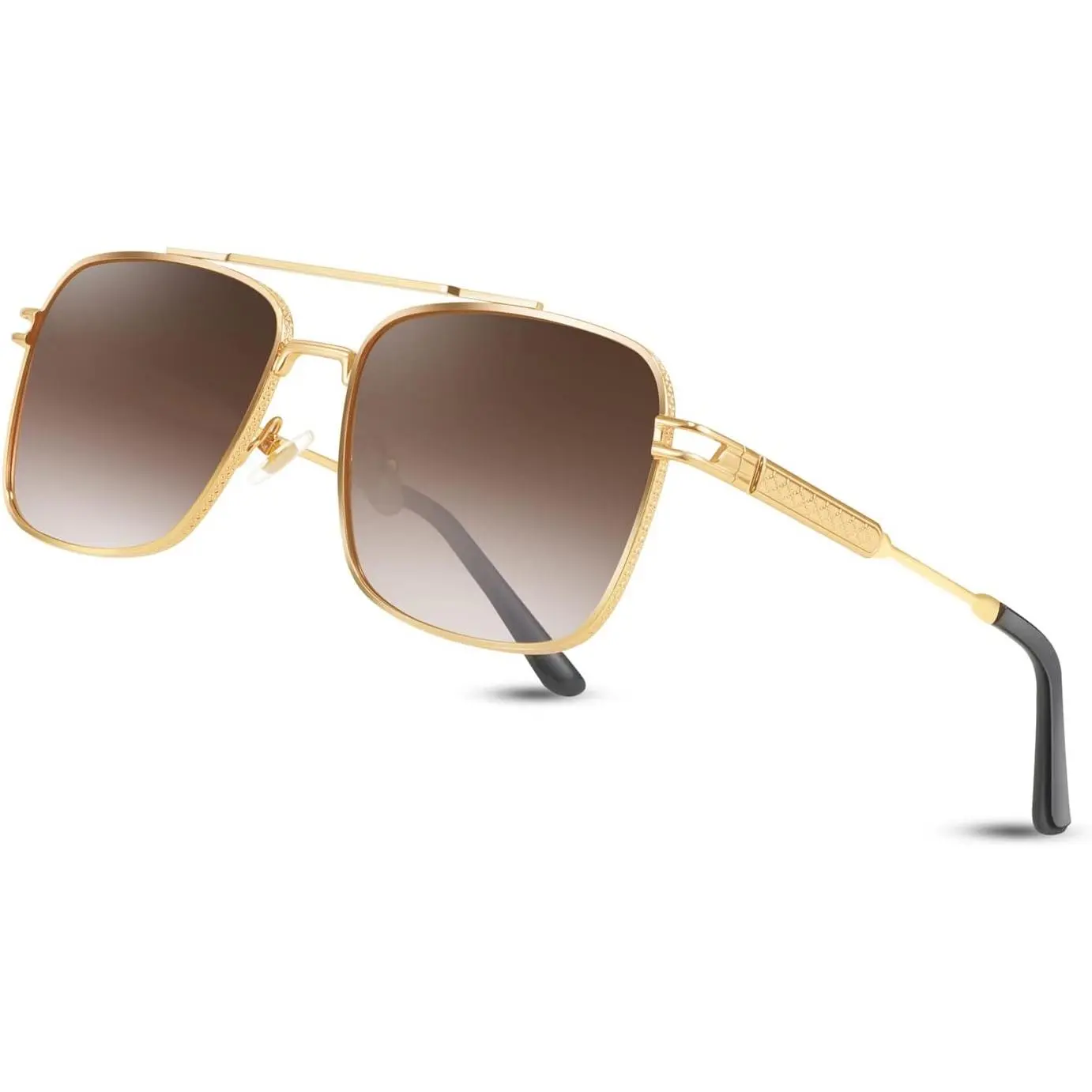 EyeconicFinds Retro Square Metal Frame Aviators - Men's & Women's Vintage 70s Pilot Shades, Anti Glare Eyewear Fashion Statement Sunglasses (B2845), Men's Sunglasses