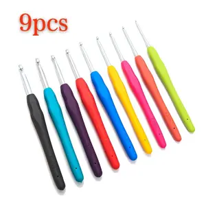 9-piece colored alumina crochet suit, soft ergonomic grip, 2.0-10.0mm optional, easy to use, suitable for knitting and crochet.