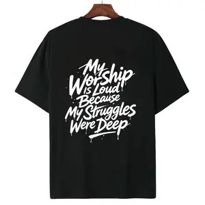 My Worship Is Loud Because My Struggles Were Deep T-Shirt, Christian Faith Inspired Religious Quote Tee, Casual Short Sleeve Church Apparel for Christian Believers