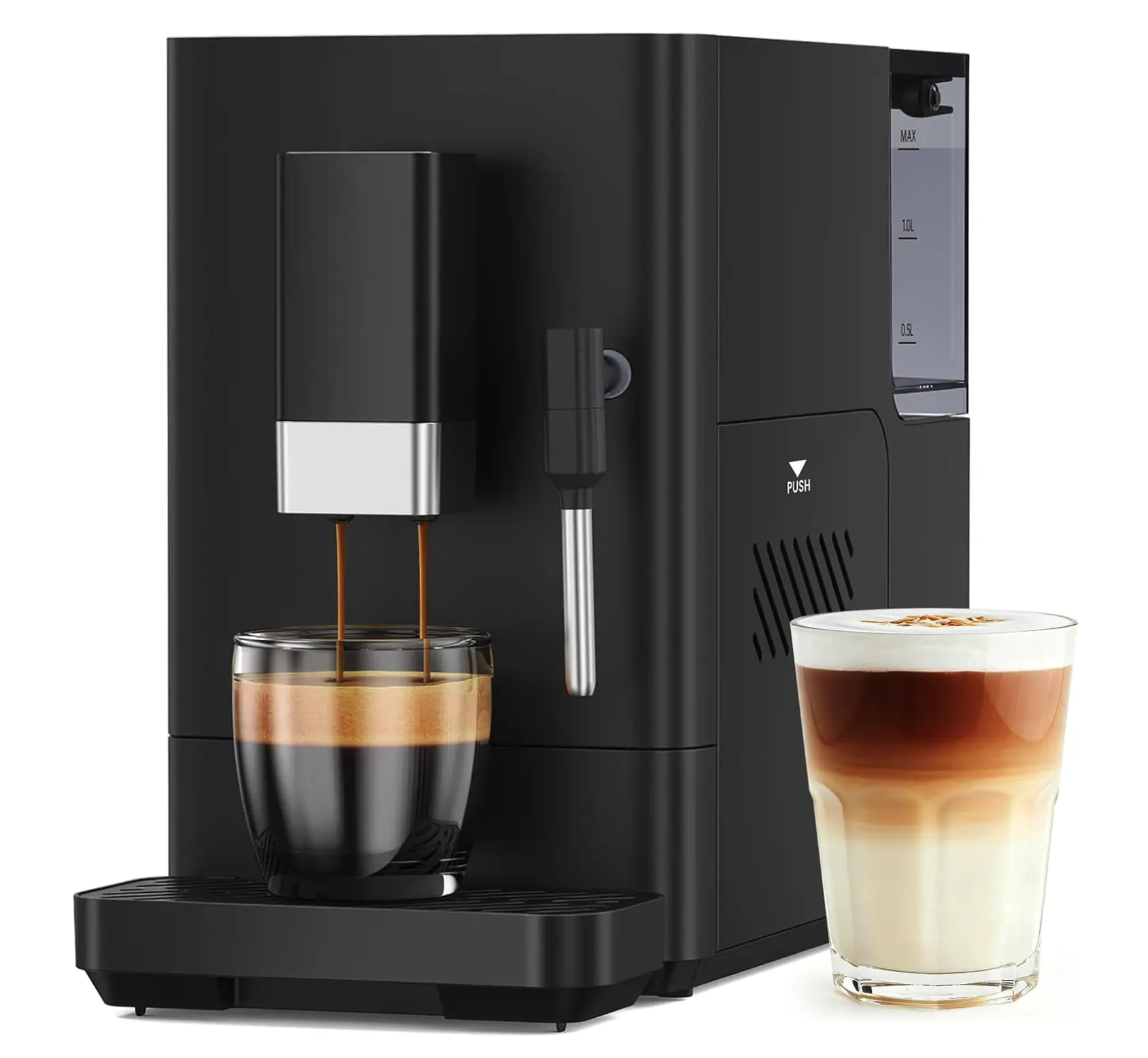 Kismile Automatic Espresso Machine with Grinder & Milk Frother, 20 Bar Coffee Maker, One-Touch Latte Cappuccino Americano, 15 Grind Settings Bean-to-Cup Espresso Machine, Self-Cleaning for Home & Office