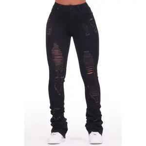 Got A Crush Black Distressed Super Stacked Jean