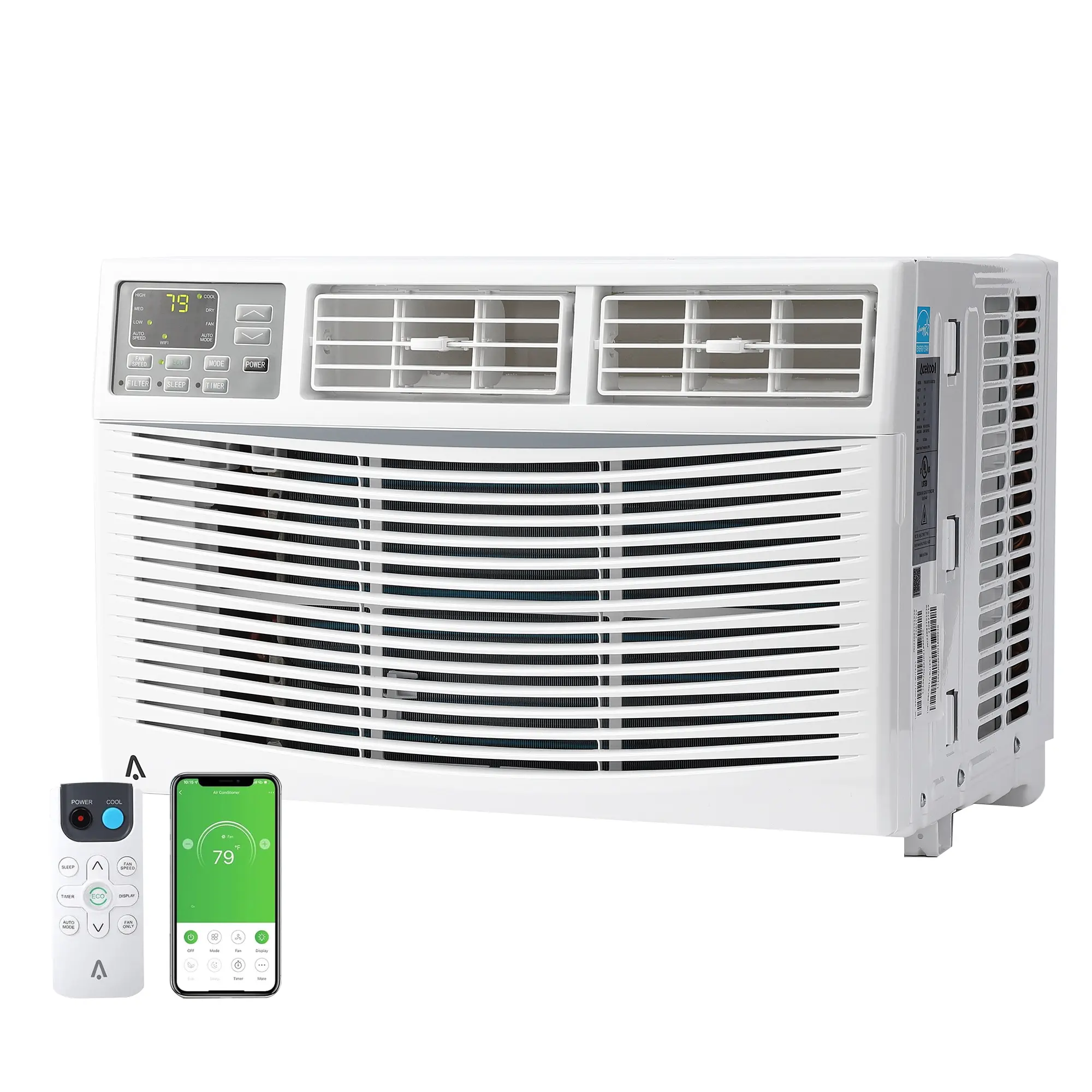 Ultra Quiet 3-in-1 AC Unit 8000 BTU Window Air Conditioner - Ultra Quiet 3-in-1 AC Unit - WiFi & Remote - Cools Up to 350 Sq Ft - Energy Efficient Cooling - Dehumidifier - 3 Fan Speeds - For Bedroom & Office