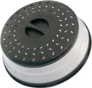 Collapsible Microwave Splatter Cover, 10.5 Inch, Dishwasher-safe, Microwave Plate Cover With Steam VentBPA-Free  & Plastic(black)