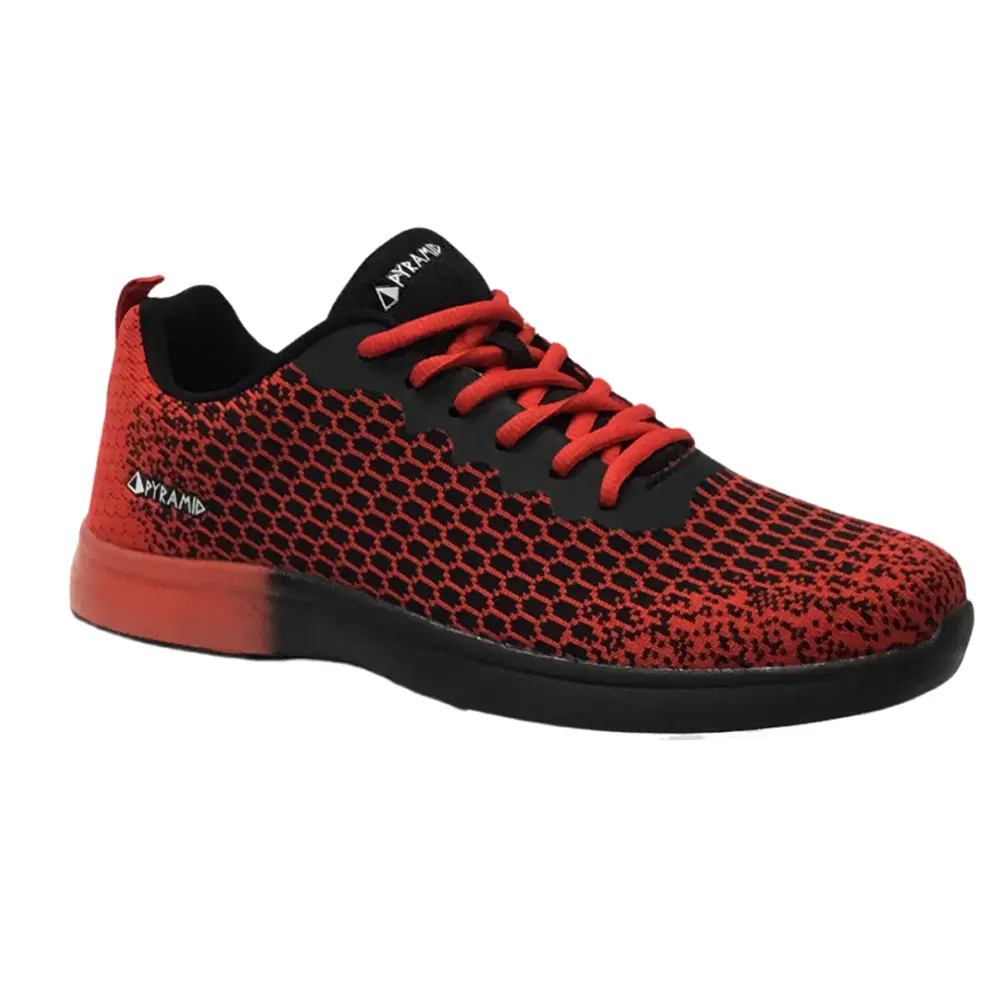 PYRAMID Men's Path Lite Seamless Mesh Athletic Bowling Shoes, Lightweight Performance Footwear, Red/Black, Athletic Sports Footwear, Sporty Look
