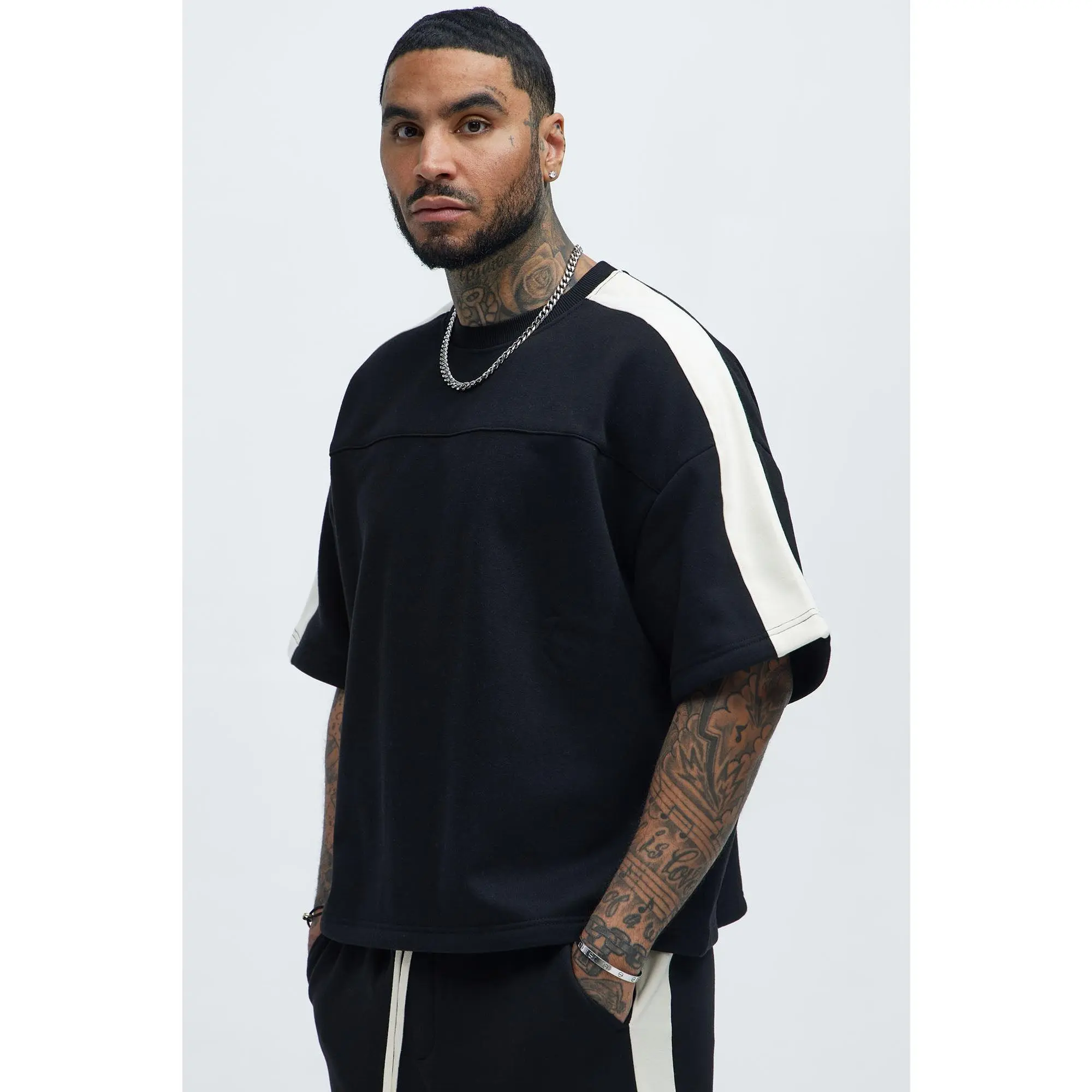 Tyson Oversized Heavyweight Striped Tee - Black Tyson Oversized Heavyweight Striped Tee - Black