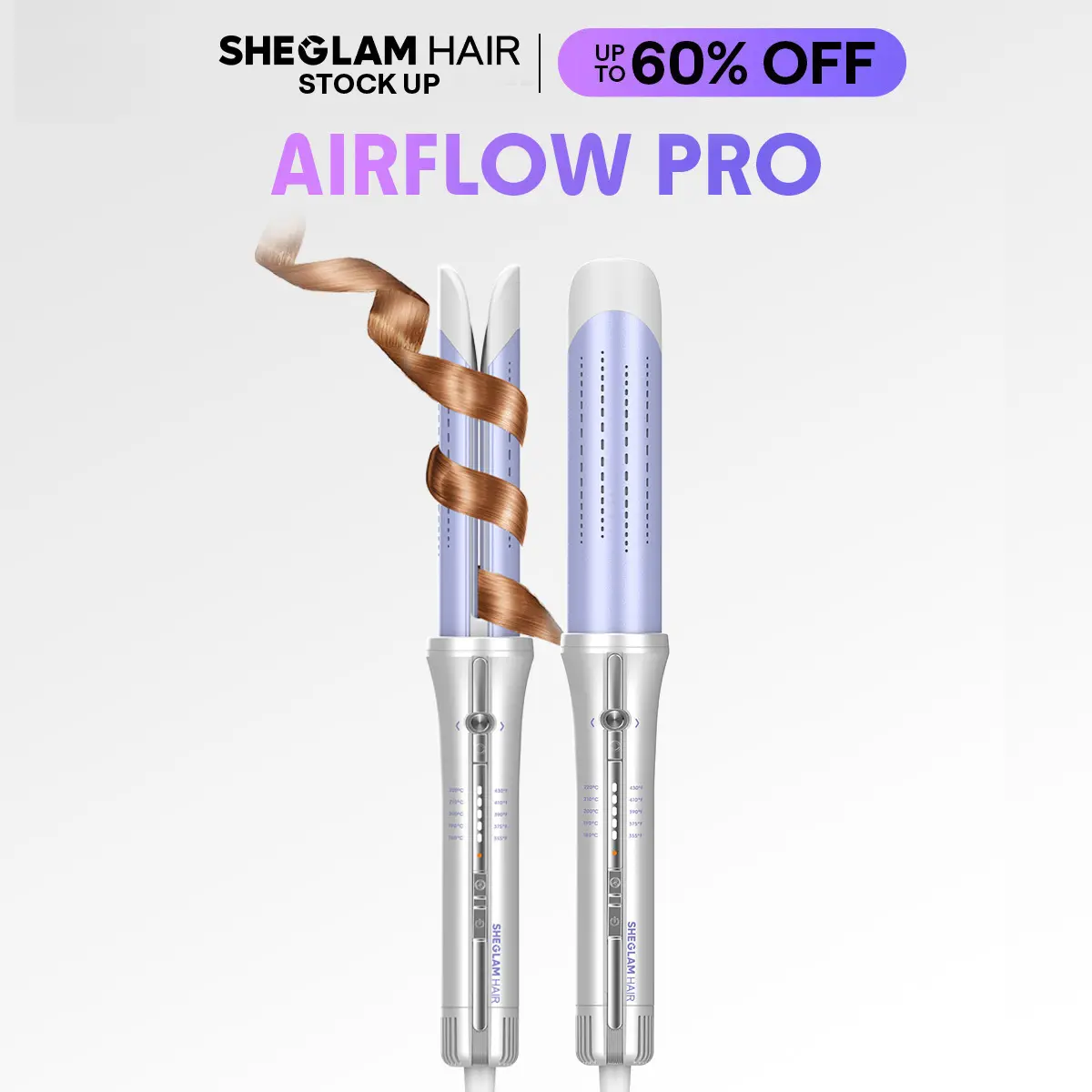 SHEGLAM HAIR One Touch Airflow Styler Pro | Auto Rotating Curling Iron |1/1.25 Inch Curls | 360° Cooling Airflow | 5-Level Temps | Anti Scald | GlossPro Ceramic Coating | Less Damage | Bouncy & Long Lasting Curls #automatic curling iron #girly essential,,