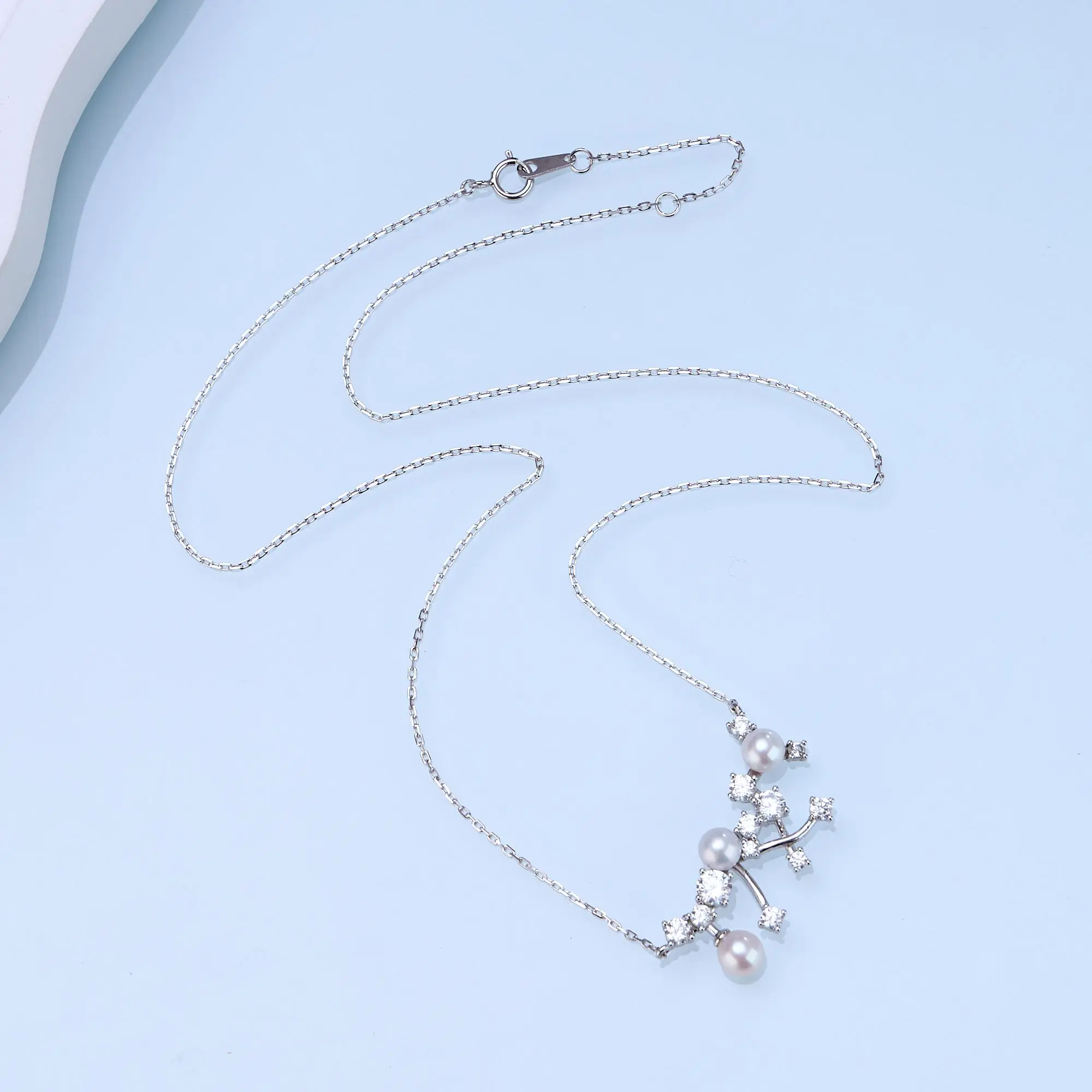 Freshwater Pearl Necklace, Classic Round 5.5-6mm Aurora Little Nebula Design, 45cm Length, for Adults