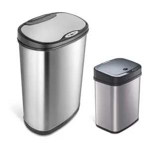 Nine Stars 13-Gallon & 3-Gallon Stainless SteelTrash Can Set