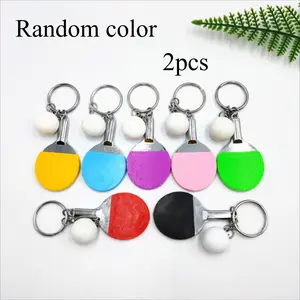 2pcs Mini simulation table tennis racket key chain pendant Table tennis key pendant souvenir，Random color