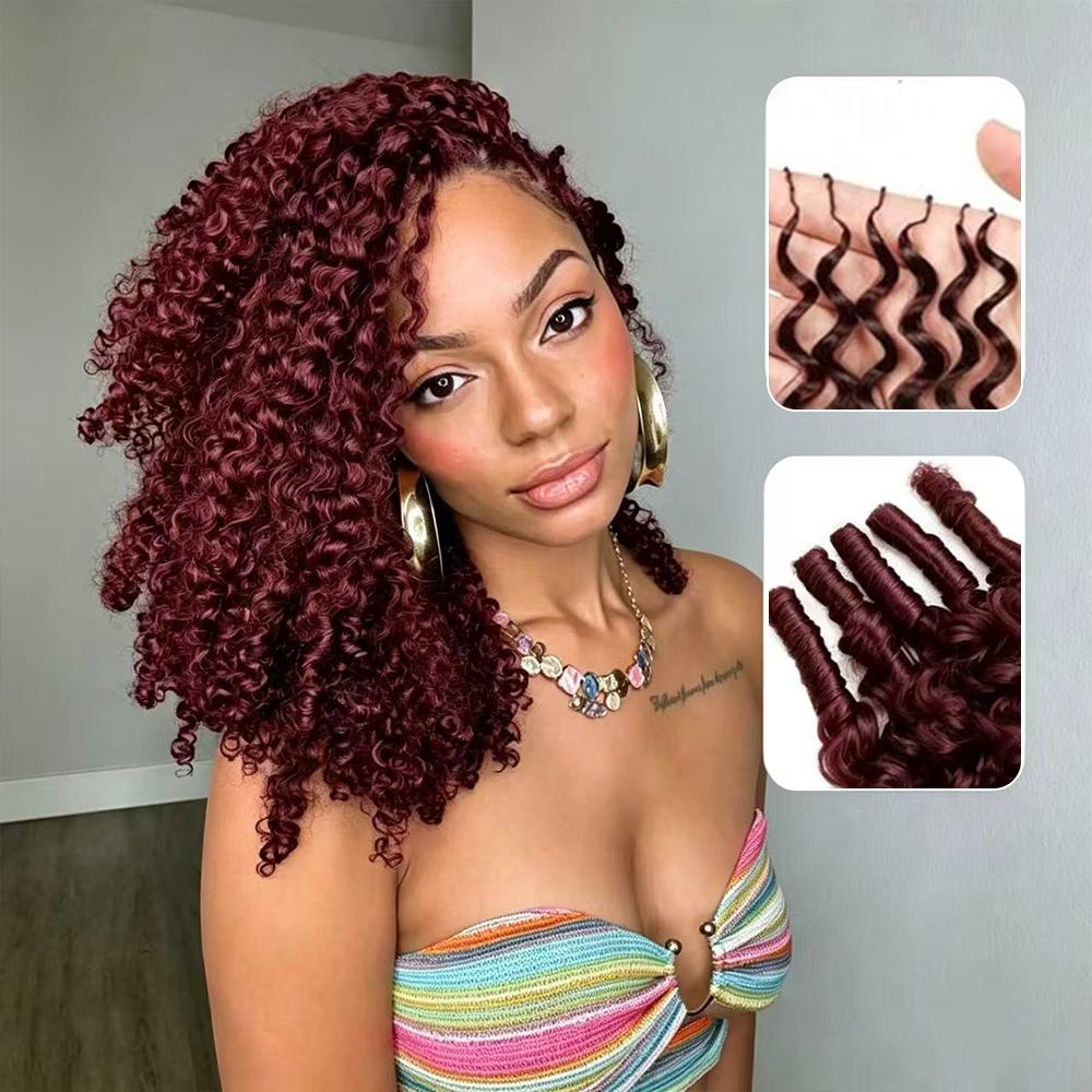 【New Color】Asakiss Human Hair Crochet Bundles, Burmese Curly Reusable Tangle-Reduced, 99J Burgundy & #4 Chocolate Brown, Pre-Separated for Miracle Knots, 48-52g/Pack 40 Strands, Time-Saving Protective Hairstyles (4-5 for Full Head)