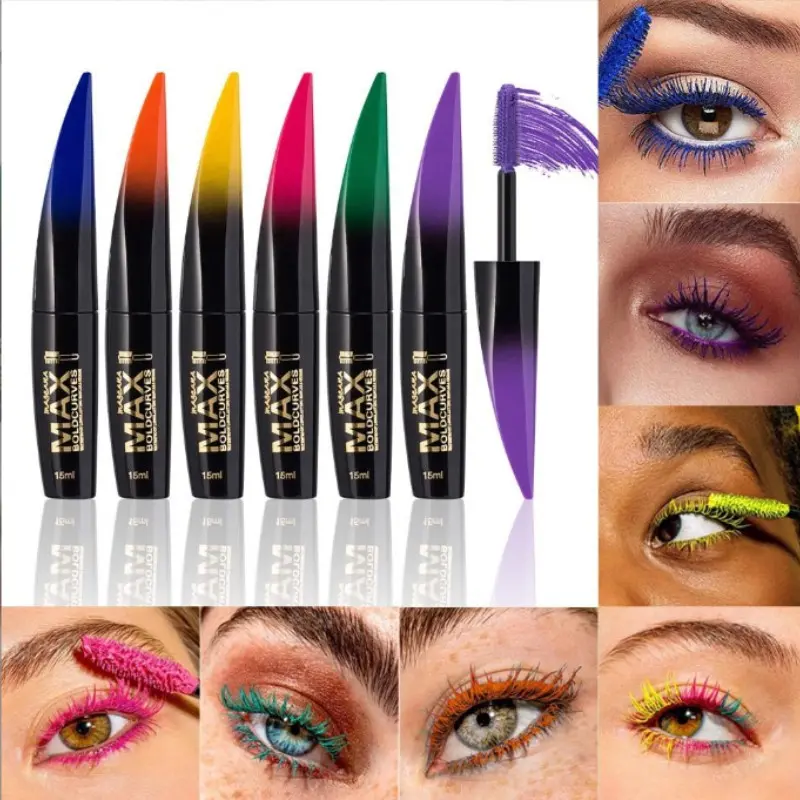 6-Color Voluminous Mascara Set, Long-Lasting Volumizing & Curling Formula, Smudge-Proof Waterproof Cosmetic Makeup Essentials for Women, Glam Mascara