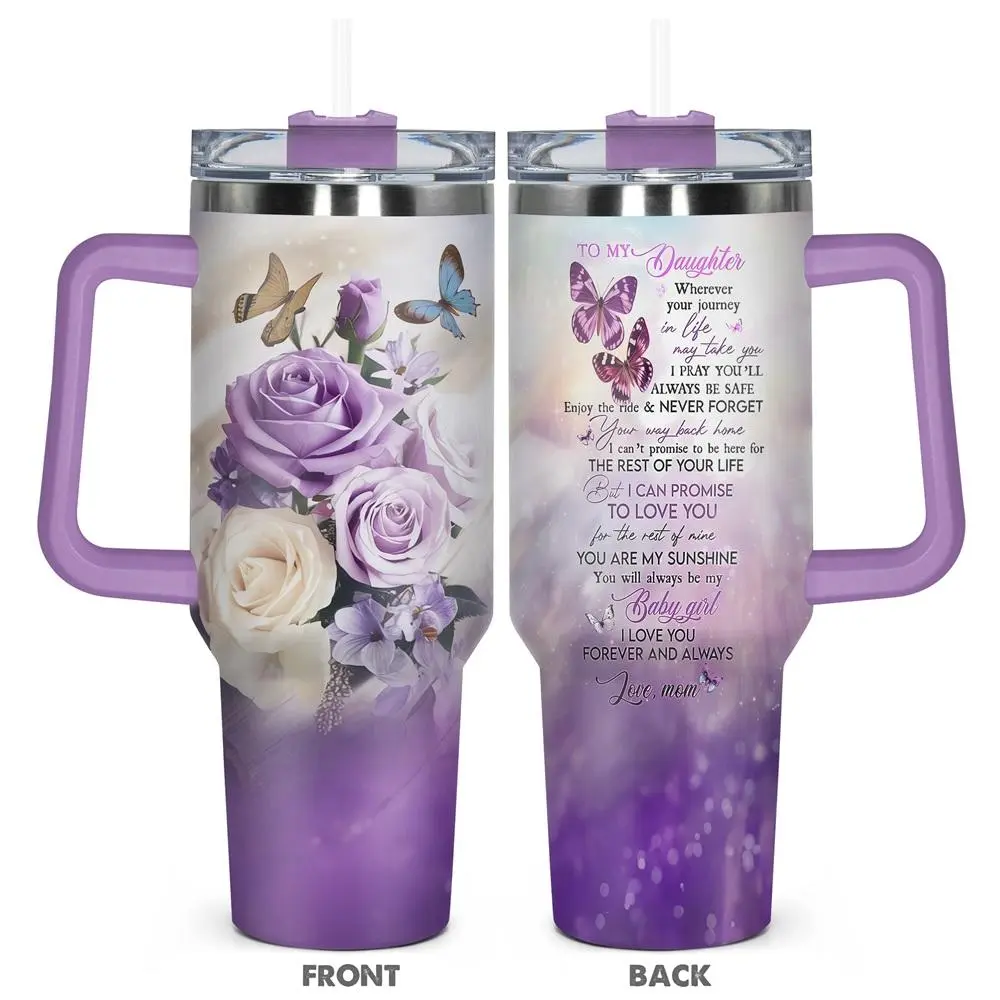 40oz Tumbler with Lid, Stainless Steel Water Bottle, Insulated Coffee Tumbler, Insulated and Durable, Gift for Any Occasion, Birthdays, Holidays, Special Moments for Daughter, Drinkware