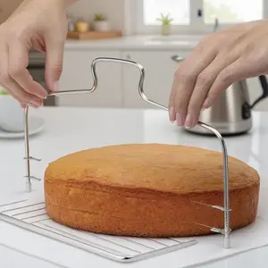 Adjustable Stainless Steel Bread Slicer Dual Blade Bread Knife for Even Precision Cutting Rustproof Durable Baking Tool Cake Toast Slicer Kitchen Essential Utensils Pastry Tools