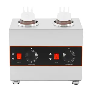 Dual Bottle Sauce Warmer 201 Stainless Steel 30-85℃ Adjustable Temp 650ml x2 Capacity Water/Dry Heating 320W Non-slip Feet Hotel Restaurant Cake Shop Chocolate Cheese Sauce Household Appliances Thermo Pot