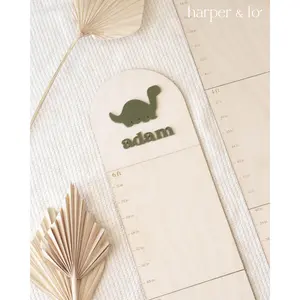 Personalized Wooden Growth Chart | Dinosaur
