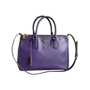 Pre-owned PRADA LEATHER Tote Bags Galleria Saffiano Large Bag in Violet with Gold Tone Hardware