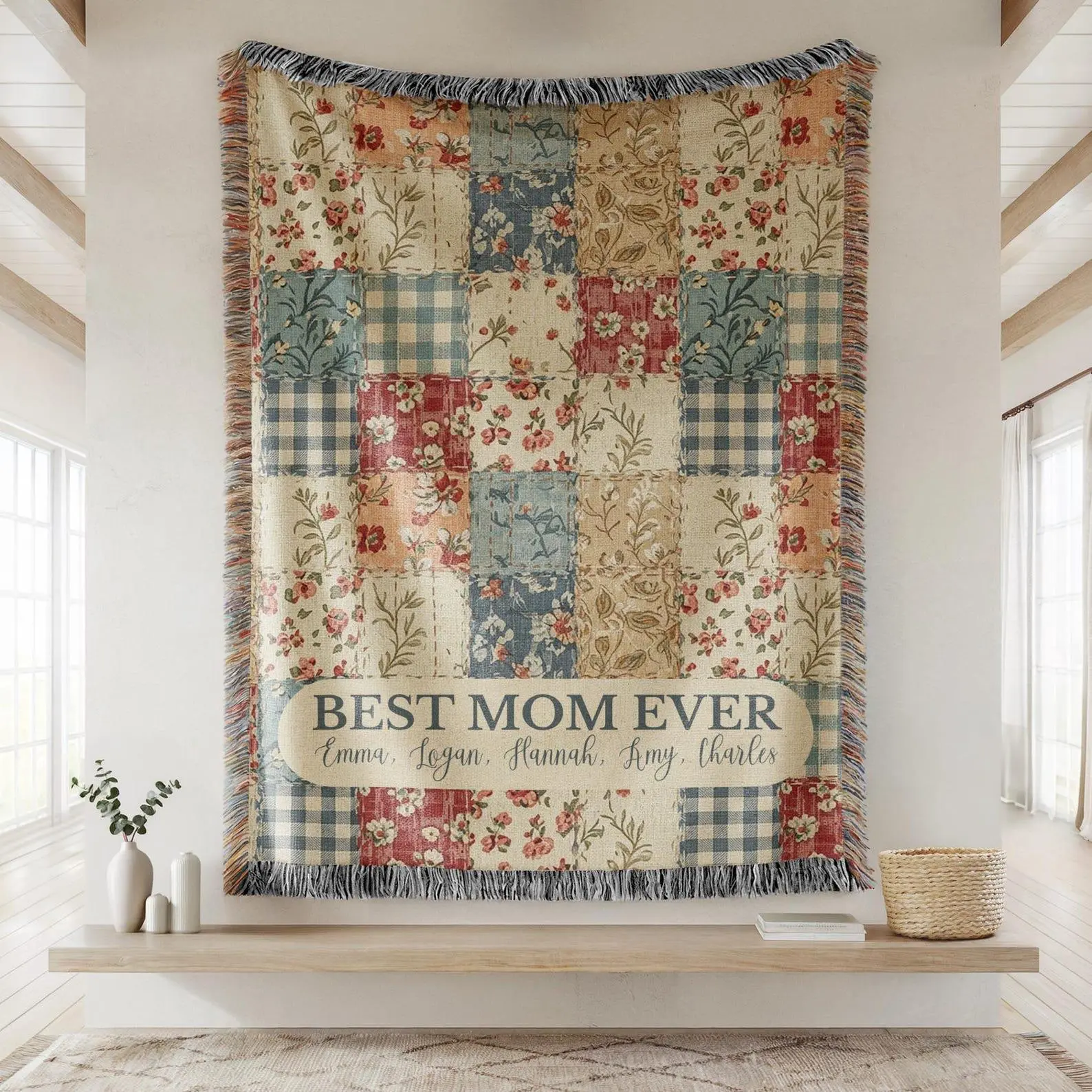 Personalized Woven Blanket Gift for Mom for Mother's Day or Birthday, Mom Gift from Kids, Best Mom Gift, New Mom Gift, Best Mom Ever Blanket