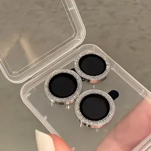 Suitable for iPhone 13 14 11 15 Pro Max Sparkling Crystal Metal Camera Protective Film for iPhone 12 Camera Protective Lens Glass 16, Cellphone Accessories Protection Protector