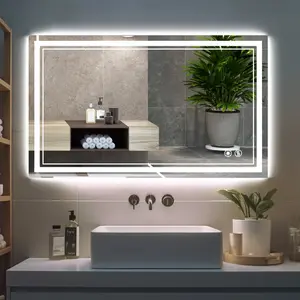 LED Bathroom Vanity Mirror - Anti-Fog Dimmable Front & Backlight, Smart Memory Touch Screen, Tempered Glass Waterproof, Horizontal/Vertical Wall Mount